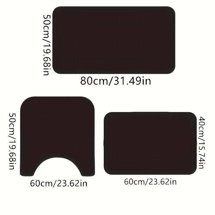 Juego de 3 Alfombrillas para Baño de Barro de Algas, Antideslizantes y Absorbentes de Poliéster para Suelo en Baños, Cocinas, Lavanderías, Uso Interior