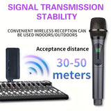 Micrófono inalámbrico YAMNWEO, micrófono inalámbrico UHF recargable con receptor, 160 pies, negro