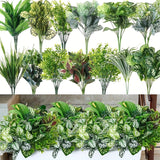 24 plantas artificiales de primavera, decoración para jardín exterior, plantas falsas anti-UV, resistentes, verdes y de plástico, ideales para bodas y diversos eventos