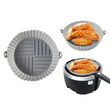 1pc Bandeja de Horneado Reutilizable para Freidora de Aire - Tapete Redondo Antiadherente de PET Alimenticio con Diseño Multicompartimento para Frituras Saludables, Galletas y Ala de Pollo & Snacks - Accesorio de Cocina Fácil de Limpiar