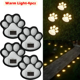4 piezas de luces solares LED CIMMELO para patas de mascotas - Luces decorativas de alta calidad IP44 con brillo cálido, montaje semienterrado de plástico duradero para césped, senderos, patios, entradas y decoración de vacaciones, luces para patas para