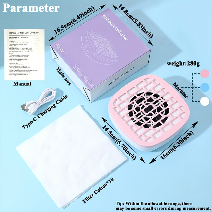 Aspiradora de polvo de uñas mini TFSCLOIN - Aspiradora para uñas con USB, succión potente, sistema compacto para manicura en casa o salón, compatible con taladros para uñas, incluye filtro, ideal para salones de uñas, spa o uso DIY, equipo de manicura, d