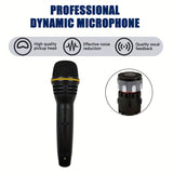 Micrófono dinámico profesional con cable y conector de 6,35 mm - Sonido de alta fidelidad, reducción de ruido, diseño negro para KTV, transmisión en vivo, reuniones y canto - Configuración fácil de enchufe y juego, grabación y uso en vivo múltiples, micr