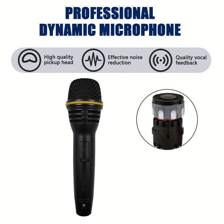 Micrófono dinámico profesional con cable y conector de 6,35 mm - Sonido de alta fidelidad, reducción de ruido, diseño negro para KTV, transmisión en vivo, reuniones y canto - Configuración fácil de enchufe y juego, grabación y uso en vivo múltiples, micr