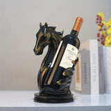 Soporte Elegante para Botellas de Vino con Cabeza de Caballo - Construcción Robusta en Resina, Decoración Espaciosa para Sala, Comedor o Bar - Centro Moderno y Creativo, Artesanía Detallada