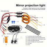 Conjunto de Luces Proyectoras para Coche con Alas de Ángel, Luces de Bienvenida LED en el Espejo Retrovisor Lateral y Puerta, Iluminación Ambiental que se Enciende al Desbloquear/Bloquear durante 30 Segundos
