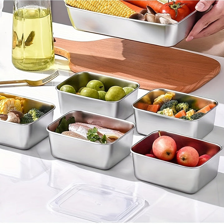 Juego de 9 Recipientes Apilables para Alimentos de Acero Inoxidable con Tapas - Libre de BPA, Organizador Multiusos para Cocina, Apto para Lavavajillas y Contacto con Alimentos, Sin Necesidad de Electricidad