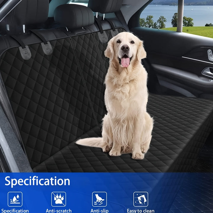Cubierta de asiento de coche impermeable acolchada de lujo para perros, cubierta de asiento trasero para perros, cubierta protectora para asientos de banco largo, cubierta de asiento antideslizante adecuada para la mayoría de los coches, camiones y SUV c