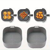 2 piezas de bandejas de horno de silicona cuadrada para freír aire - Antiadherentes, resistentes al calor, ideales para Philips HD9252, HD9200, HD9255 - Perfectas para cocinar papas fritas, pollo y verduras, bandejas de horno con forros | Bandeja de sili