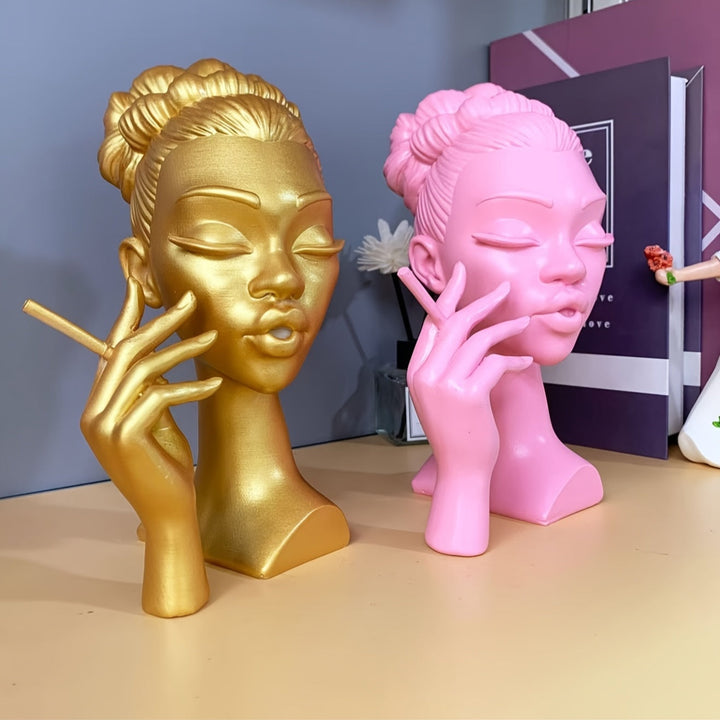 1pc Escultura de Resina de Dama Elegante - Diseño de Detalle de Humo, Decoración Versátil para Interior y Exterior, No Necesita Electricidad, Ideal para Hogar y Oficina, Sin Fragancia, Perfecta para Navidad, Pascua, Acción de Gracias