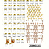 Conjunto de 20/30/50/60 frascos de miel, frascos de miel de vidrio transparente de 45 ml/1,52 oz, frascos de vidrio hexagonales con tapas, recipientes de almacenamiento de cocina para miel, mermelada y conservas, envases de regalo de vidrio sellados