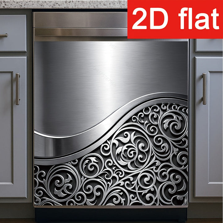 1 pieza, cubierta de puerta de lavavajillas magnética moderna, 23 x 25,5 pulgadas - Resistente a rayones, fácil de limpiar, decoración de cocina reutilizable con patrón de onda elegante, pegatina duradera para mejorar electrodomésticos, accesorio de lava