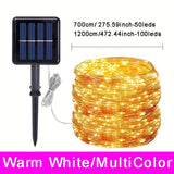 [1 Hilo de luces solares de 8 modos] AMILL Luces de cadena LED con energía solar, multicolor, 8 modos de iluminación, material plástico de alto índice, acabado de metal pulido, resistente al agua IPX4, con para bodas al aire libre, patio, jardín, camping