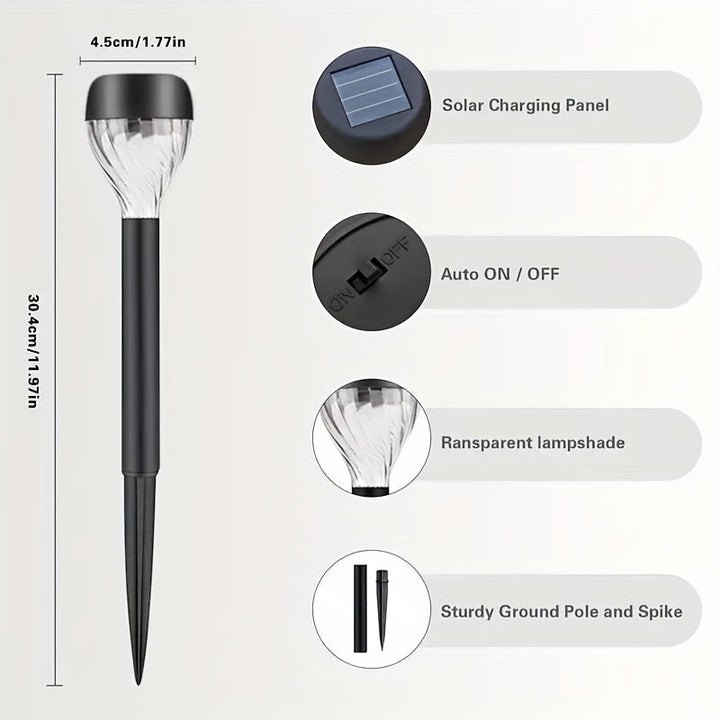 8/10 piezas de luz de proyección solar LED SolarFlare, patrón de cascada ovalada, superficie pulida, control de interruptor, panel solar, batería de níquel, iluminación de patio no extraíble, para jardín, patio, sendero, paisaje de césped