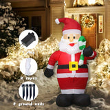 Santa Claus inflable de 121.92 cm con bastón de caramelo, decoración navideña autosoportada, enchufe incluido, para decoración de jardín en fiestas
