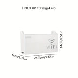 Estante organizador de plástico multiusos para router y decodificador de TV, montaje en pared sin taladro, con ganchos utilitarios para hogar u oficina