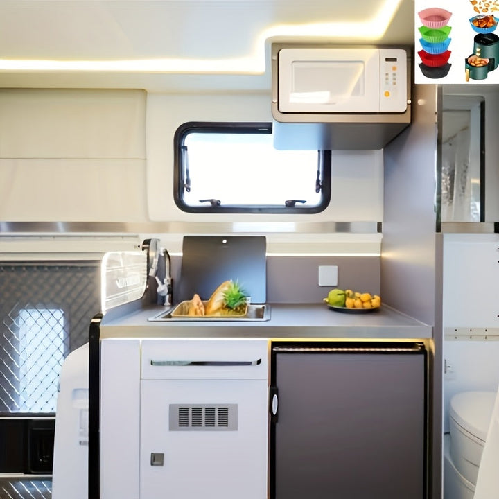 1 pieza de funda de silicona reutilizable para freidor de aire - No inflamable, fácil de limpiar, perfecta para pollo, papas fritas y más, compatible con hornos y microondas, esencial para la cocina para hornear y cocinar, accesorios para freidor de aire