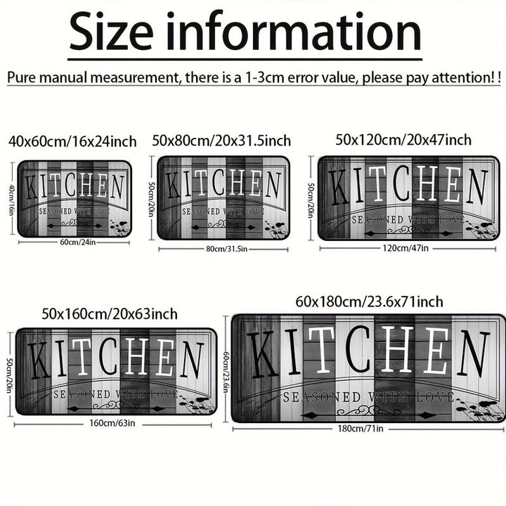 Alfombra de Cocina de Terciopelo Cristal | Fibra de Poliéster Duradera | Antideslizante, Lavable a Máquina | Multiusos para Cocina, Lavandería y Pasillo | Diseño Moderno en Blanco y Negro con Patrón de Tablón de Madera | Acolchado Cómodo, Alfombra para e