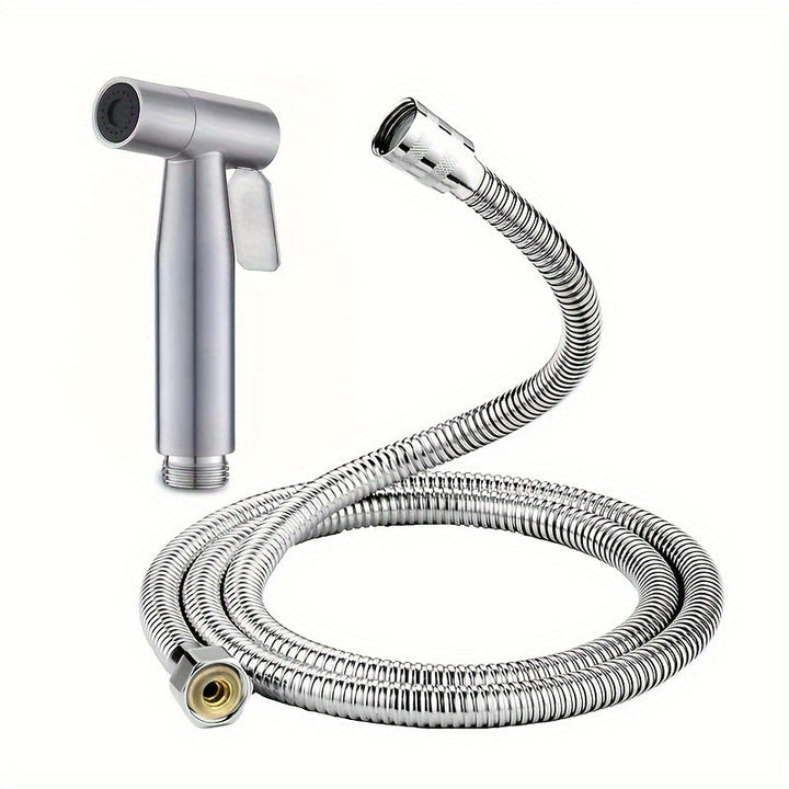 Cabezal de ducha ajustable de flujo de agua - Opciones de pulverización doble (Jet & Suave), acero inoxidable, auto-limpieza, diseño moderno para la higiene del baño, incluye manguera, cabezal de pulverización para la ducha, limpieza del inodoro, mango e