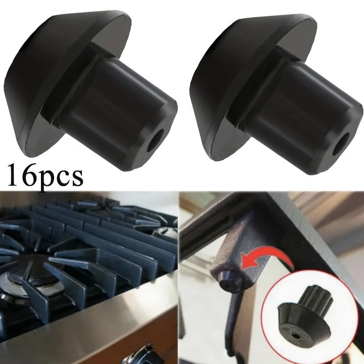 16 piezas de Pies Antideslizantes para Rejilla de Quemador de Estufa de Gas - Piezas de Repuesto Negras para Cocinar con Seguridad, Compatibles con Hornos de Gas, Fácil Instalación para un Desempeño Suave en la Plancha