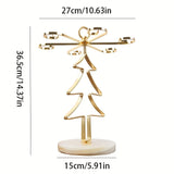 Soporte de vino de árbol de Navidad de 6 vasos - Elegante soporte de metal dorado con adornos decorativos, perfecto para comidas de vacaciones y decoración del hogar, estante de vino de mesa
