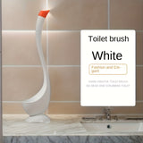 Un conjunto de cepillo de inodoro y soporte con diseño de dos colores, hecho de plástico, diseñado para una limpieza efectiva del baño con cerdas de 360°, adecuado para uso en casa, oficina y hoteles.