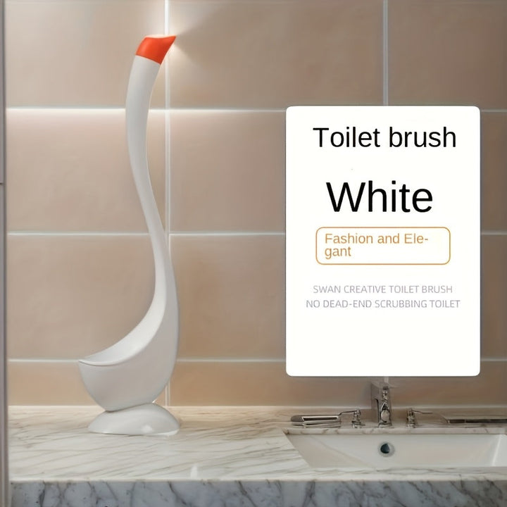 Un conjunto de cepillo de inodoro y soporte con diseño de dos colores, hecho de plástico, diseñado para una limpieza efectiva del baño con cerdas de 360°, adecuado para uso en casa, oficina y hoteles.