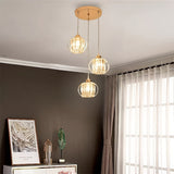 Lámpara de forma de calabaza dorada E27 - 3 cabezas, candelabro tradicional de metal con pantalla de vidrio, montaje semienterrado para entrada, baño, balcón, escalera y comedor - No incluye bombilla, iluminación festiva, iluminación elegante, construcci