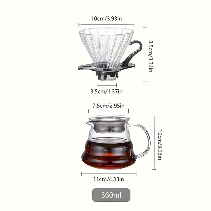Juego de 2 filtros de café de vidrio artesanales, con jarra resistente al calor y mango cómodo, diseño con patrones para café de calidad de barista, ideal para Navidad, Día del Padre y Día de la Madre