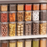 Juego de 16 piezas de recipientes para almacenar alimentos, con 8 frascos y 8 tapas, hecho de plástico libre de BPA, ideal para organizar la despensa, apilables y reutilizables