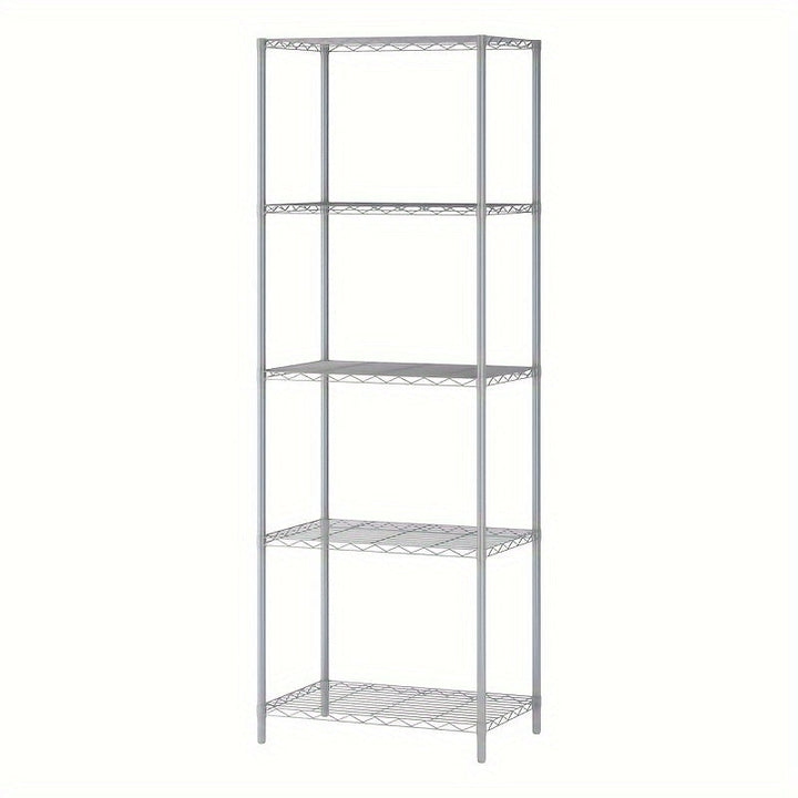 Estante de almacenamiento de metal clásico de 5 niveles, estante organizador de montaje en el piso de almacenamiento abierto para cocina, baño, dormitorio y sala de estar - Isla de almacenamiento estacionaria sin materiales de madera - Uso sin electricid