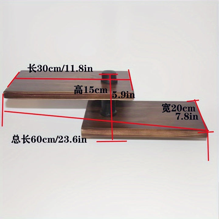 Estante de pared rústico de madera con doble estante, estilo industrial americano, diseño de tubería vintage, estante de almacenamiento multiusos con tubería de metal, acabado pintado, para uso doméstico y de cocina