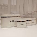 Juego de 4 Piezas Recipiente Hermético para Almacenar Pan, Café y Té en Tarro Metálico con Tapón de Acero