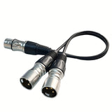 1pc Adaptador de cable de interfaz de audio profesional de 1 a 2, conexión XLR macho y hembra de tres núcleos, compatible con PC, consolas de mezcla, micrófonos, altavoces, amplificadores, controladores de iluminación de escenario - Negro, alimentación c
