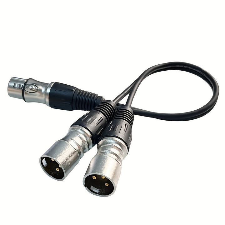 1pc Adaptador de cable de interfaz de audio profesional de 1 a 2, conexión XLR macho y hembra de tres núcleos, compatible con PC, consolas de mezcla, micrófonos, altavoces, amplificadores, controladores de iluminación de escenario - Negro, alimentación c