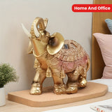 Estatua de Elefante Dorado Auspicioso - Decoración de Feng Shui para Riqueza y Prosperidad, Artesanía de Resina para Hogar y Oficina, Exhibición Versátil para Interiores/Exteriores