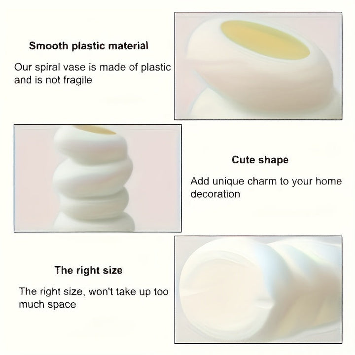 1pc Jarrón Moderno en Espiral, Jarrón de Plástico Blanco Cilíndrico para Flores, Estilo Nórdico Contemporáneo, para Decoración del Hogar y Oficina, Sala de Estar, Dormitorio, Cocina, Decoración del Hogar con Jarrones