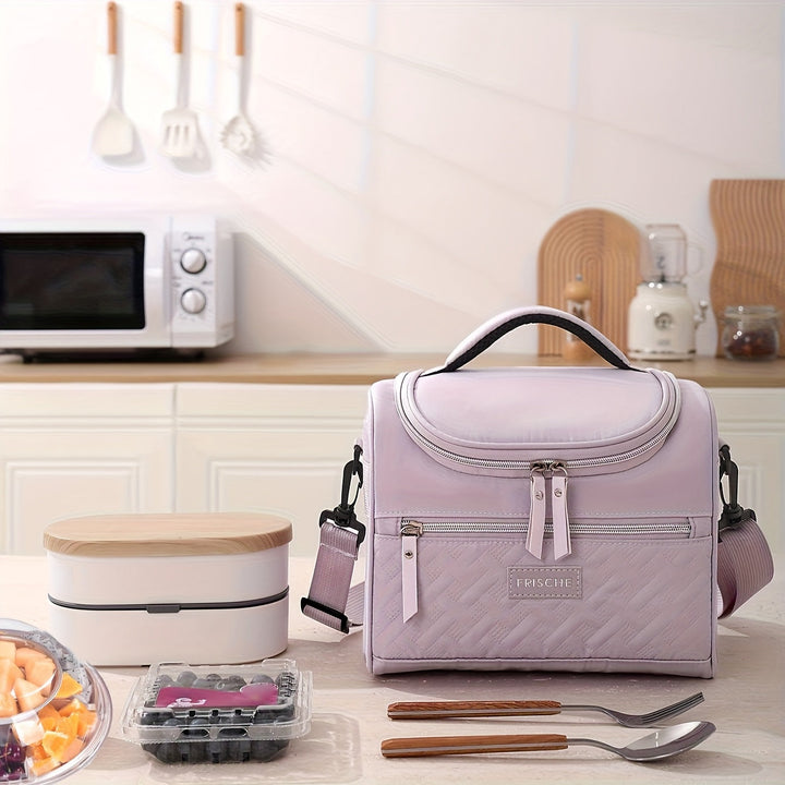 1 caja de almuerzo aislada CJORWYN para mujeres y hombres - Bolsa refrigerante de gran capacidad con correa de hombro ajustable, poliéster duradero, sin contacto con alimentos, ideal para oficina, escuela, picnic, camping, viajes, caja de almuerzo aislada