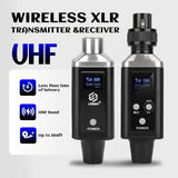 Microfono sin varillas profesional UHF, sistema de micrófonos recargable USB, con ganancia de audio incorporada, calidad de sonido HD sin pérdidas, función de cambio 48/0V en un solo botón, compatible con micrófonos dinámicos y condensadores