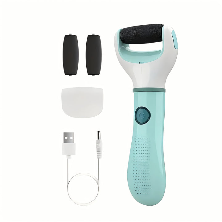 Limpiador eléctrico de pies recargable USB - tres cabezales de pulido, masajeador con pedal de doble velocidad, fuerza ajustable, ideal para relajar pies y talones | Diseño ergonómico, fregado de pies