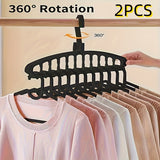 Conjunto de 3 Perchas Negras de Plástico con Diseño de Múltiples Ganchos - Organizador de Armario que Ahorra Espacio para el Hogar y Viajes, Duradero y Ligero, Ideal para un Almacenamiento Ordenado en la Guarda Ropa, Perchas para Ropa