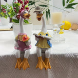 Figuras de pareja de pato de resina - Coleccionables decorativos pintados a mano para varios tipos de habitaciones, decoración versátil para interiores y exteriores, no se necesita electricidad