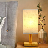 Lámpara cuadrada de base de madera moderna con pantalla de tela - Alimentada por USB, brillo ajustable, patrón geométrico, perfecta para el hogar, bar, hostal y restaurante, lámpara de mesa.