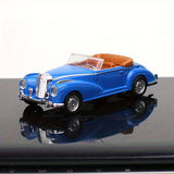 Modelo de Coche Clásico Retrò Convertible Escala 1:36 - Construcción en Aleación y Plástico, Blanco//Azul con Interior Marrón, Detalles Cromados - Juguete Coleccionable para Aficionados, Decoración para Hogar/Ocio, Diseño Automotriz Retro | Artículo de C