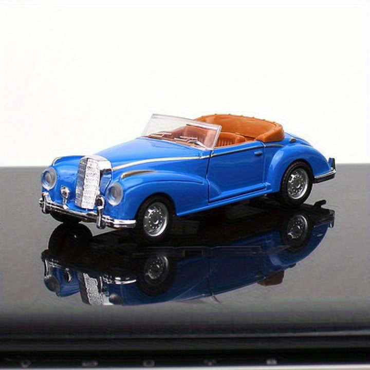 Modelo de Coche Clásico Retrò Convertible Escala 1:36 - Construcción en Aleación y Plástico, Blanco//Azul con Interior Marrón, Detalles Cromados - Juguete Coleccionable para Aficionados, Decoración para Hogar/Ocio, Diseño Automotriz Retro | Artículo de C