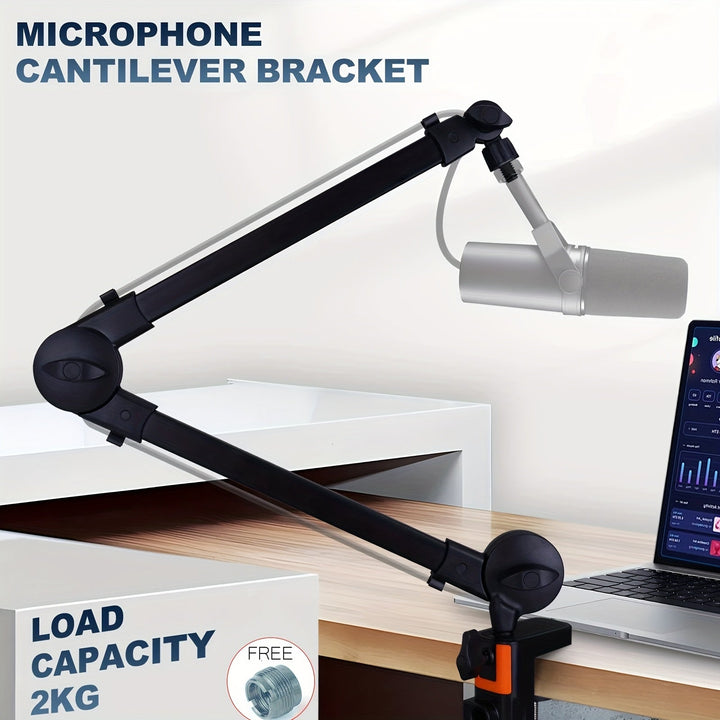 Soporte de micrófono profesional de hierro negro con brazo de boom, con gestión de cables - Estable y flexible, ajustable para transmisiones, podcasting, juegos, estudio y escenario, ideal para la configuración de estudio, escenario y programas de televi