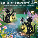 1 pieza/2 piezas, iluminación solar para exteriores, decoración de jardín - Gato jugando con mariposas, lámpara solar de arte de hierro, decoración de metal para la casa, adecuada para el camino de la entrada, césped, patio, Navidad, regalo único.
