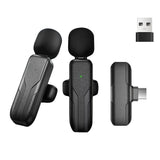Micrófono inalámbrico con clip con batería recargable USB-C, grabación y transmisión de un solo toque, micrófono inalámbrico para teléfono/laptop, micrófono corporal | Audio sin manos para grabación de video, transmisión en vivo, entrevistas, vlogging
