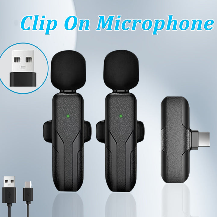 Micrófono inalámbrico con clip con batería recargable USB-C, grabación y transmisión de un solo toque, micrófono inalámbrico para teléfono/laptop, micrófono corporal | Audio sin manos para grabación de video, transmisión en vivo, entrevistas, vlogging