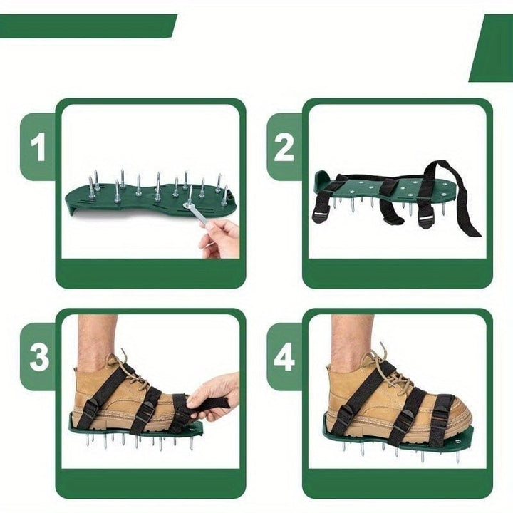 2 zapatos de jardinería con clavos - Zapatos inflables de plástico duraderos para césped y jardín, herramienta de aeración manual para un riego eficiente y la erosión del suelo, herramientas de jardinería | Diseño de zapatos inflables | Zapatos de plásti